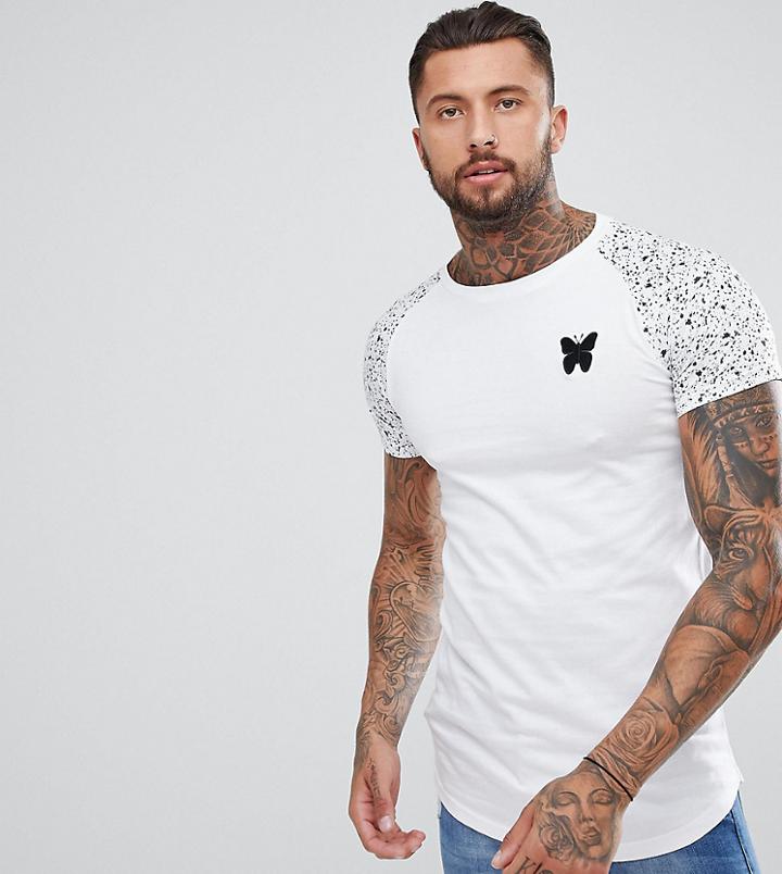 Good For Nothing T-shirt With Paint Splatter Sleeves - White