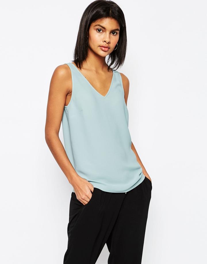 Asos V Front And V Back Tank - Dusky Blue