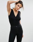 Asos Wrap Front Sleeveless Top - Black