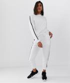 Asos Design Tracksuit Cute Sweat / Basic Jogger With Tie With Contrast Binding - White