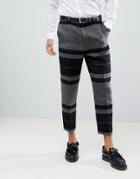 Asos Design Tapered Smart Pants In Hairy Bold Stripe - Gray