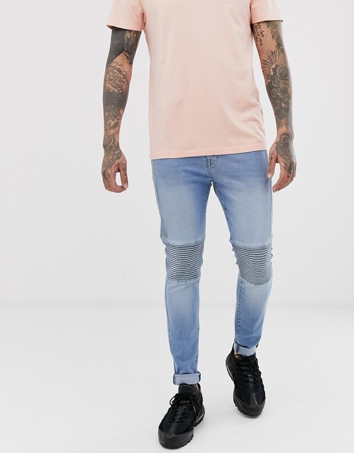 Apt Freddy Biker Jeans In Super Skinny Fit - Blue