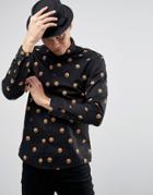 Asos Halloween Shirt Pumpkin Print In Regular Fit - Black