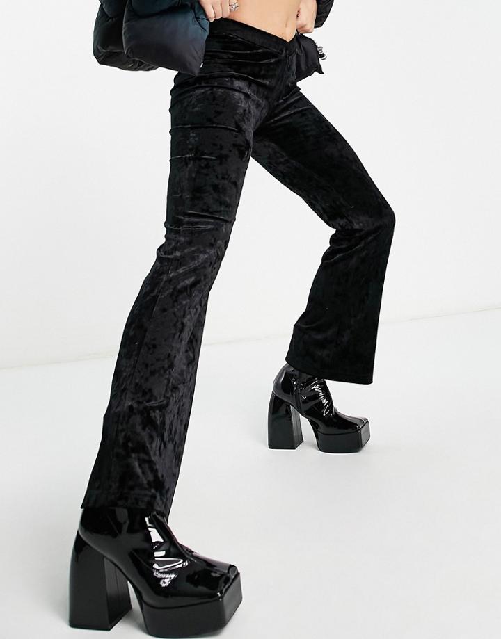 Weekday Cecile Velvet Pants In Black - Part Of A Set - Black