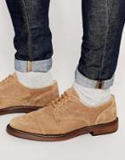 Walk London Suede Darcy Derby Shoes - Tan
