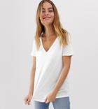 Asos Design Petite V-neck T-shirt With Short Sleeves In White - White