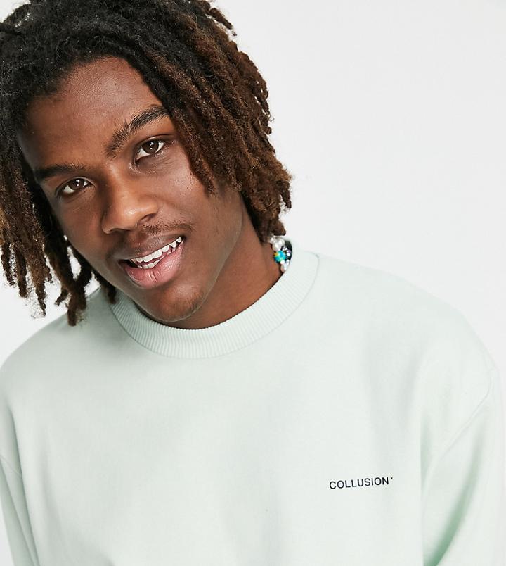Collusion Logo Sweatshirt In Sage Green