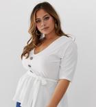 Pink Clove Top With Tie Waist In Rib-white