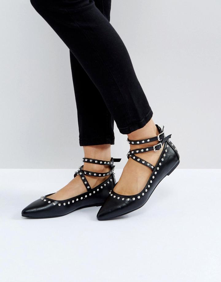 Asos Livewire Studded Ballets - Black