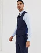 Harry Brown Slim Fit Small Check Navy Suit Vest - Navy