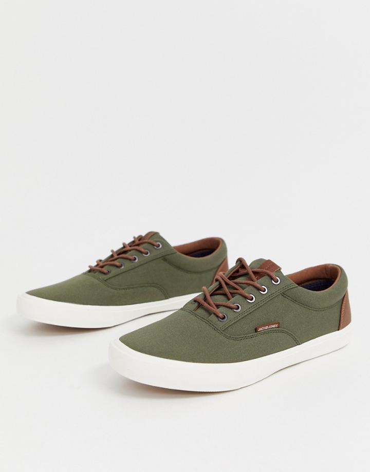 Jack & Jones Canvas Sneaker In Khaki - Green