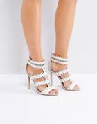 Forever Unique Zig Zag Weaved Strap Heeled Sandal - Cream