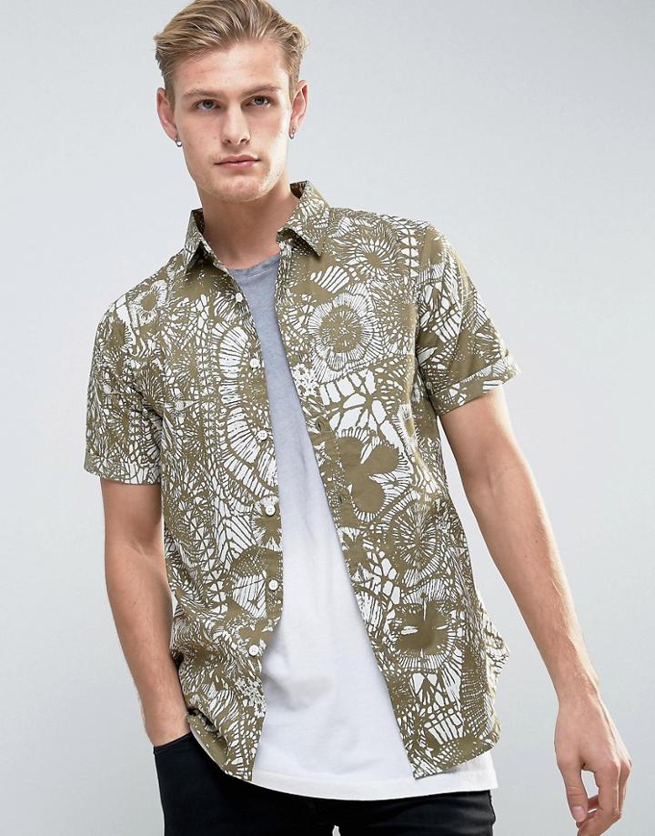 Another Influence Fan Print Shirt - Green