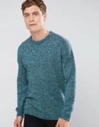 Asos Relaxed Crew Neck Sweater With Dropped Shoulder In Cotton Twist - Green