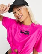 Nike Veneer Tie-detail Crop T-shirt In Pink