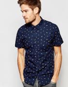 Esprit Short Sleeve Shirt With All Over Watermelon Print - Navy