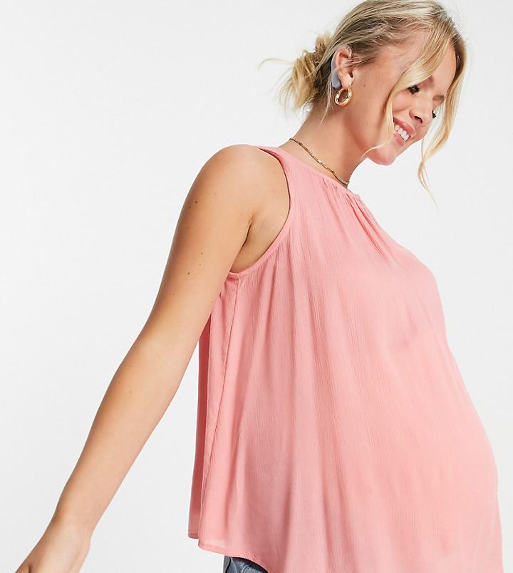 Asos Design Maternity Smock Crinkle Cami In Pink-no Color