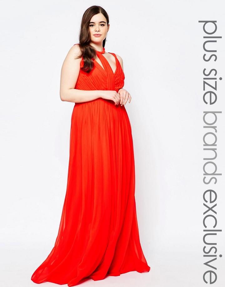 Forever Unique Plus Paneled Chiffon Maxi Dress - Orange