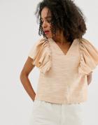 Asos White Textured Cotton Frill Shell Top-yellow