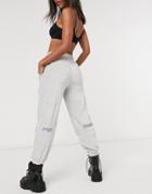 Bershka Velour Sweatpants In Ecru-white