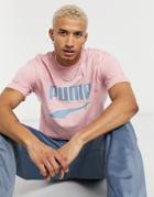 Puma Downtown Graphic T-shirt In Pink And Blue-black