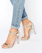 Call It Spring Staval Heeled Strappy Ankle Wrap Sandal - Gold