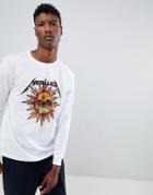 Asos Design Metallica Relaxed Long Sleeve T-shirt - White