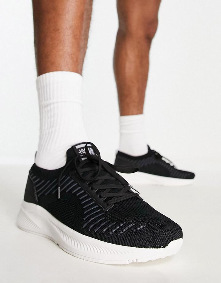 Jack & Jones Knitted Sneakers In Black