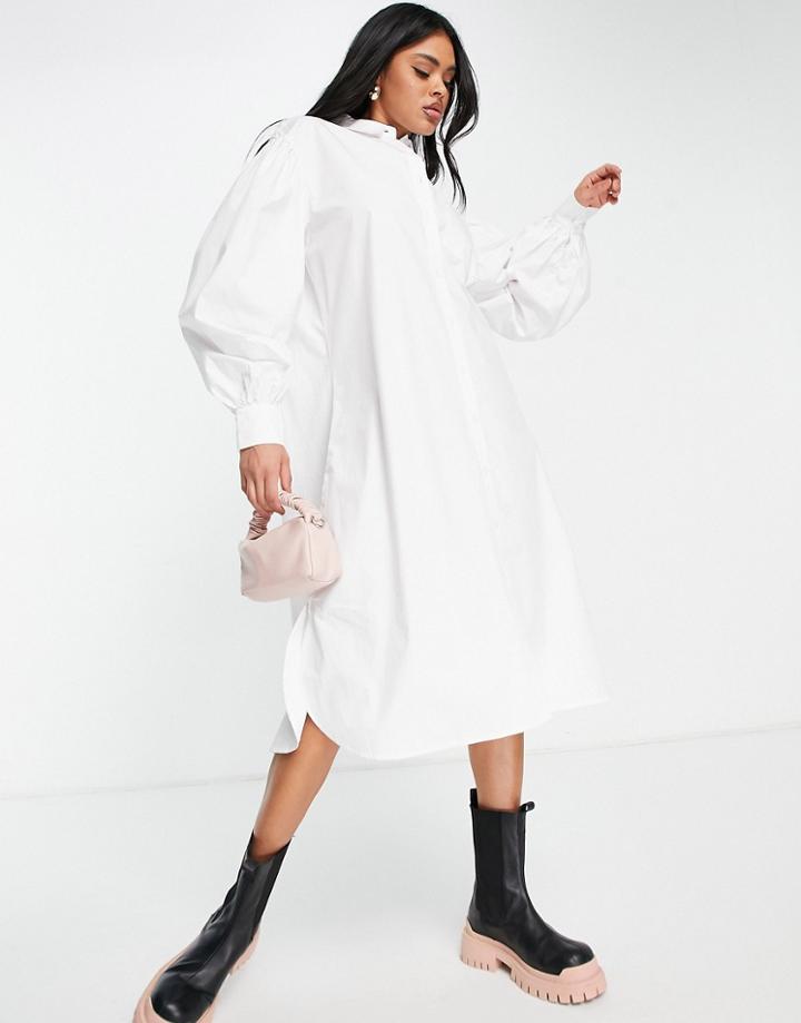 Na-kd Oversized Shirt Dress In White