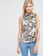 Vero Moda Lei Sleeveless Printed Top In Green - Ivy Green