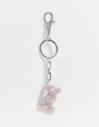 Asos Design Personalized E Bag Charm In Lilac Marble-purple