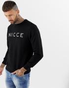 Nicce Sweatshirt In Black With Reflective Logo - Black