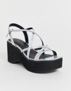 New Look 90s Flatform Sandal In Silver - Multi