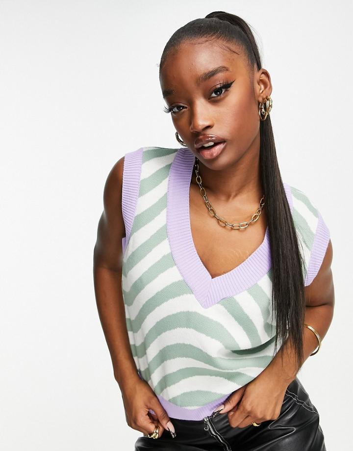 Trendyol Swirl Knit Sleeveless Sweater In Multicolor