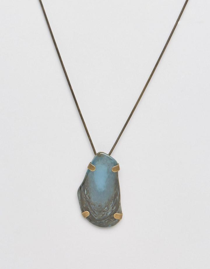 Jaeger Stone Effect Pendant Necklace - Green