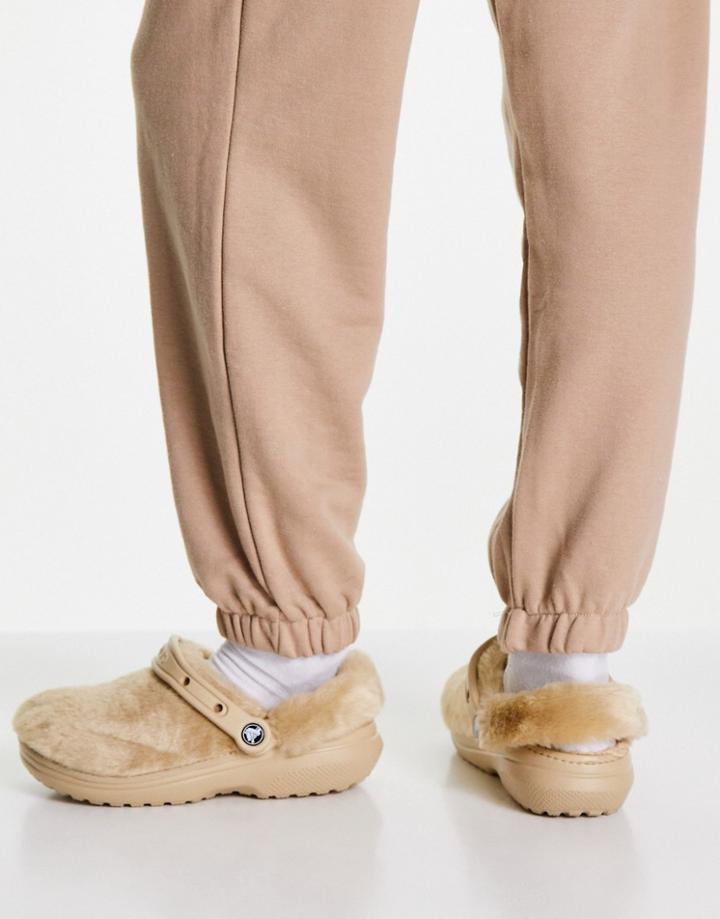 Crocs Fur Sure Classic Lined Clogs In Chai-multi
