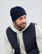 Boss Casual Fenno Logo Fisherman Beanie Hat In Navy - Navy
