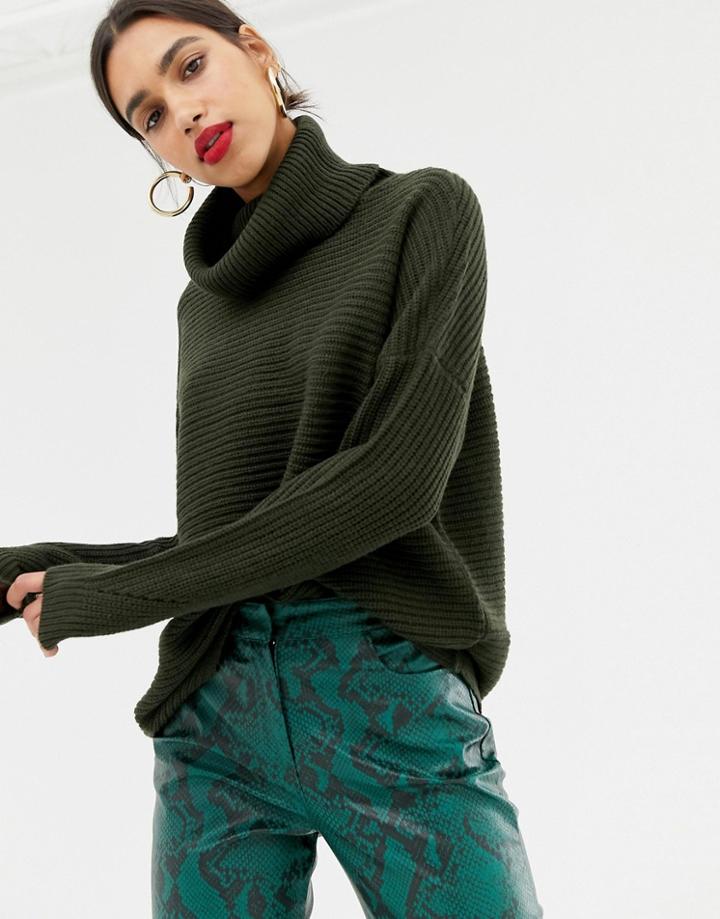 Vero Moda Ribbed Roll Neck Sweater - Green