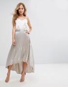 Coast Paige Pleat Maxi Skirt - Silver