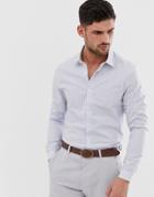 Asos Design Stretch Slim Smart Stripe Shirt In Light Blue - Blue