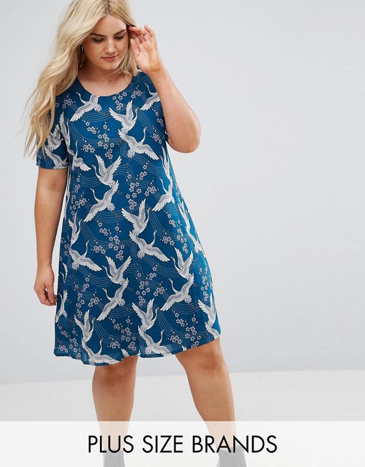 Alice & You Shift Dress In Bird Print - Green