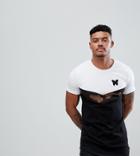 Good For Nothing Muscle T-shirt In White With Camo Chevron Panel - White