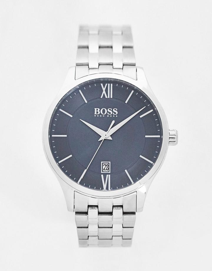 Boss Mens Black Dial Bracelet Watch In Silver 1513896