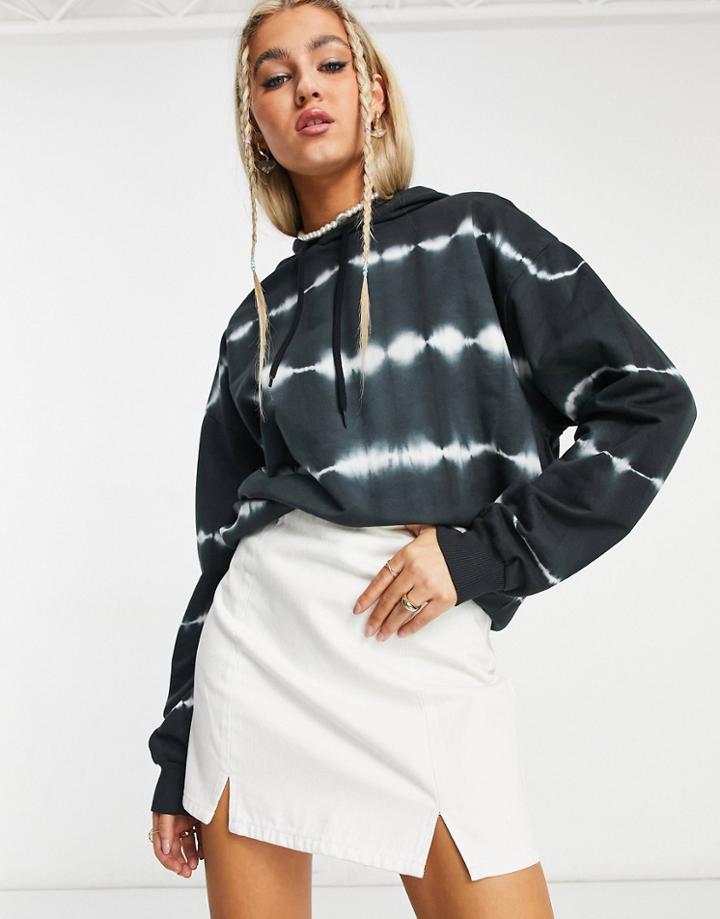 Asos Design Denim Split Front Mini Skirt In White