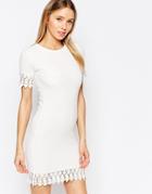 Club L Shift Dress With Crochet Trim Detail - White