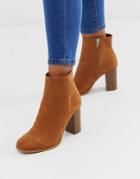 Asos Design Rye Heeled Ankle Boots In Tan - Tan