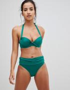 Pour Moi Azure Fold Over Rouched Bikini Bottom - Green