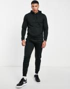 Threadbare Overhead Hoodie & Sweatpants Tracksuit In Black