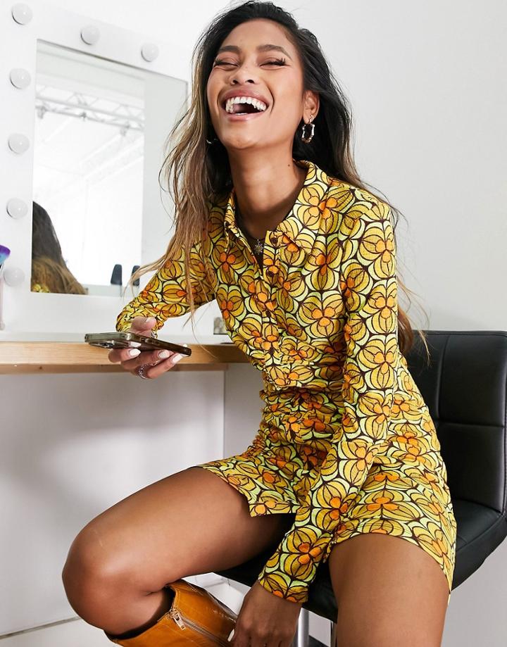 Only Mini Shirt Dress In 70's Floral Print-multi