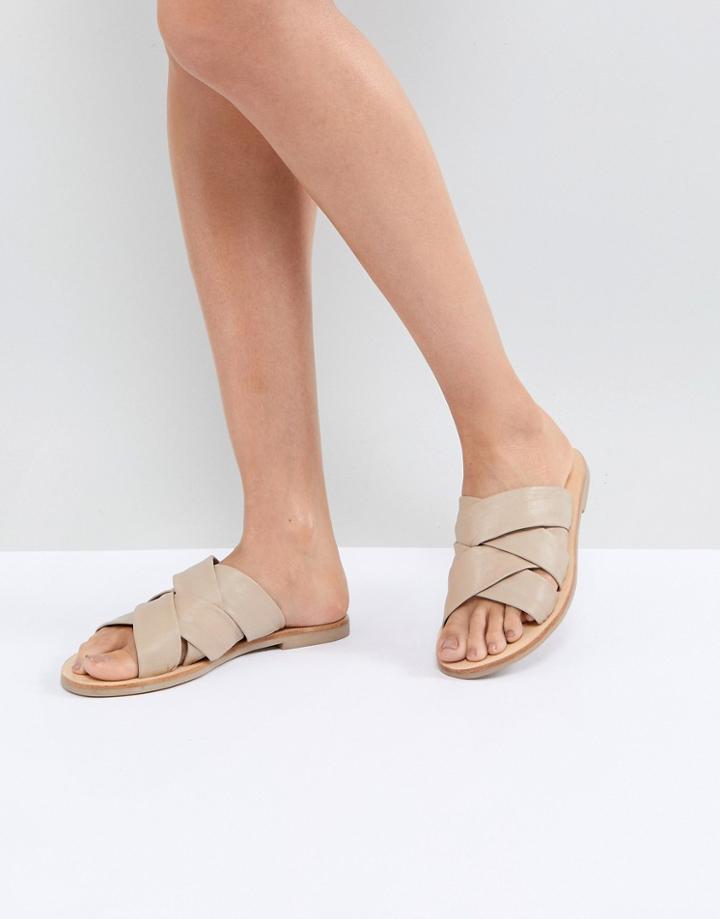 Sol Sana Nora Ecru Leather Slides - Beige